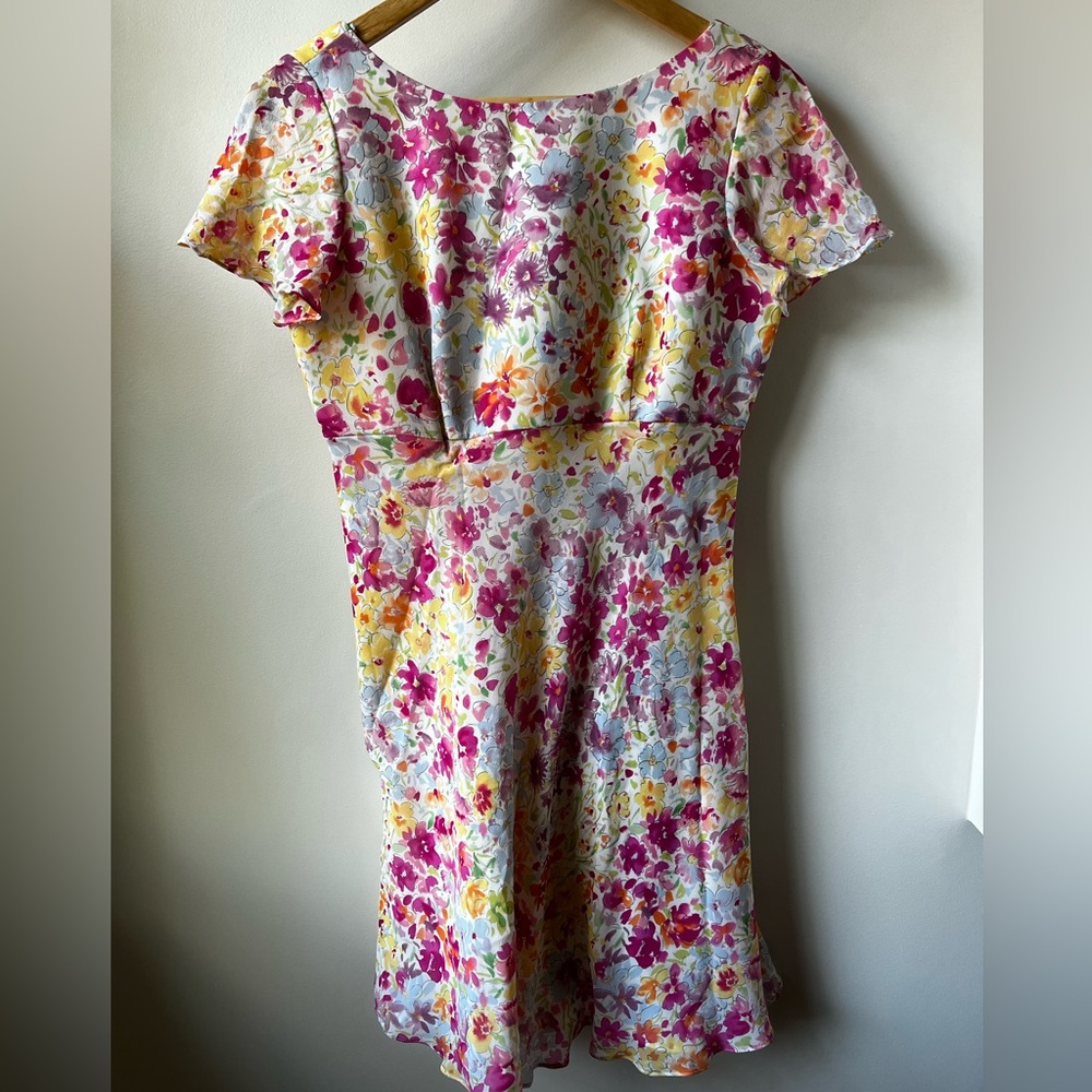 KAY UNGER EVENING Floral Silk Dress Babydoll Fairycore Empire Waist Ethereal 6